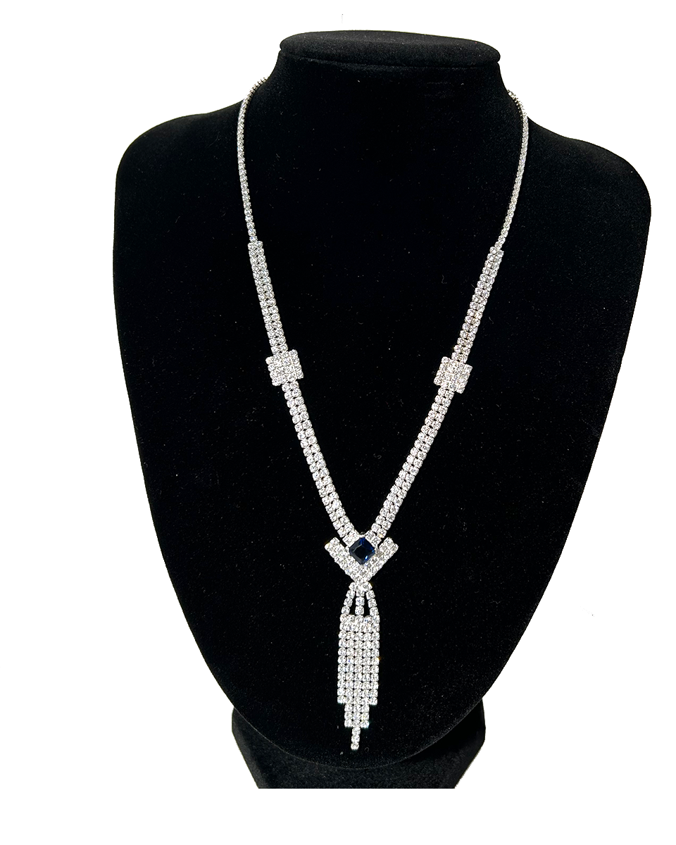 BlingTrail Elegant Sterling Silver Cascading Sparkly Necklace with 400 Stones